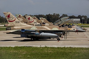 Israeli Air Force F-16`s of three different squadrons Israeli Air Force F-16`s of three different squadrons