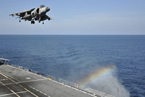 An Italian Navy Av-8B Harrier II prepares for landing An Italian Navy Av-8B Harrier II prepares for landing