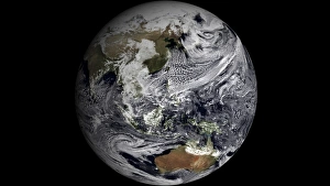 Earth From Space View Prints: January 2, 2009 - Cloud simulation of the full Earth