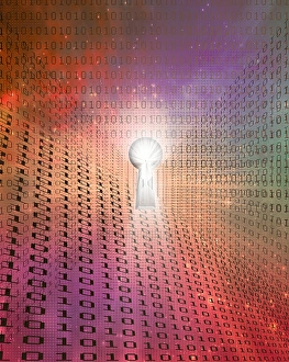 Digital Data Protection Prints: Keyhole and binary code