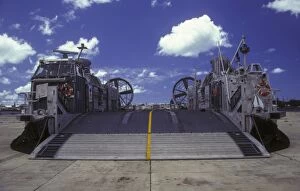 Air Cushioned Landing Craft Collection: A landing craft air cushion is deflated on a ramp in Pearl Harbor, Hawaii