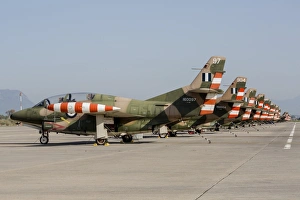 Line-up of Hellenic Air Force T-2 Buckeye trainer aircraft Line-up of Hellenic Air Force T-2 Buckeye trainer aircraft