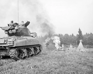 An M4A3E8 76mm armed Sherman tank with flame thrower An M4A3E8 76mm armed Sherman tank with flame thrower