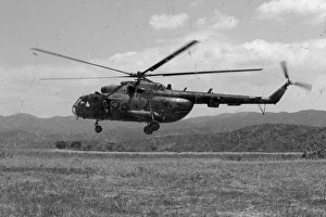 A Macedonian MI-17 helicopter landing as part of a medical transport flight A Macedonian MI-17 helicopter landing as part of a medical transport flight