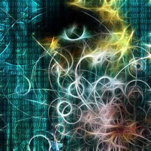 Abstract Background Design Prints: Machine binary and human like visage