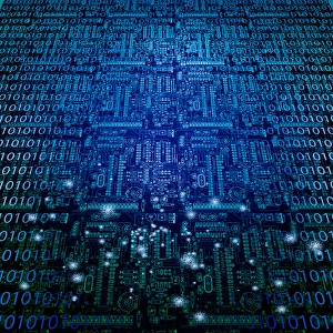 Circuit Board Design Prints: Machine language and circuit background