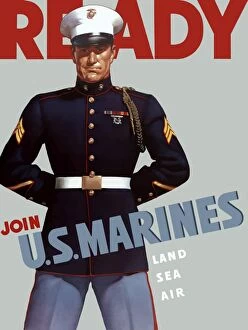 World War Propaganda Poster Art Collection: Marine Corps recruiting poster from World War II