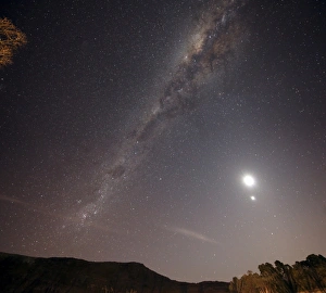 The Milky Way, the Moon and Venus over the fields in Azul, Argentina The Milky Way, the Moon and Venus over the fields in Azul, Argentina