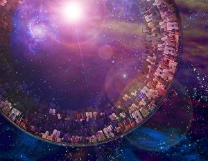 Space Artwork Prints: Multi-Generational Interstellar Ship in the Expanse of Space