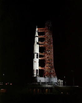 Nighttime view of the Apollo 13 space vehicle Nighttime view of the Apollo 13 space vehicle