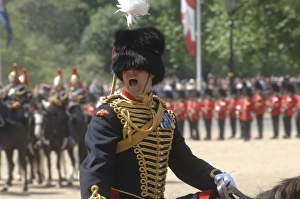 An officer shouts commands during the Trooping the Colour ceremony in London, England An officer shouts commands during the Trooping the Colour ceremony in London, England