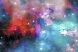 Space Art Illustrations Prints: Cloud and star remnants after a supernova explosion