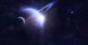 Outer Space Exploration Prints: Two planets in outer space
