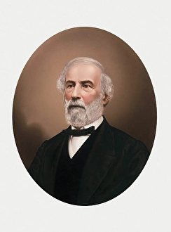 Robert E Lee Portrait Prints: An oval portrait of Robert E. Lee