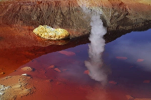 Papandayan acid lake with fumarole reflection, Java Island, Indonesia Papandayan acid lake with fumarole reflection, Java Island, Indonesia
