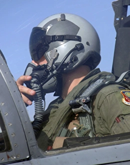 Pilot prepares to taxi out for a mission in a F-15 Eagle Pilot prepares to taxi out for a mission in a F-15 Eagle