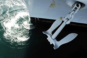 The port side Mark II Stockless Anchor is raised aboard aircraft carrier USS Abraham The port side Mark II Stockless Anchor is raised aboard aircraft carrier USS Abraham