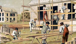 Antique Building Exterior Prints: Prang's aid for object teaching, carpentry