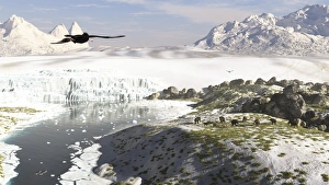 A receding glacial scene circa 18, 000 years ago A receding glacial scene circa 18, 000 years ago