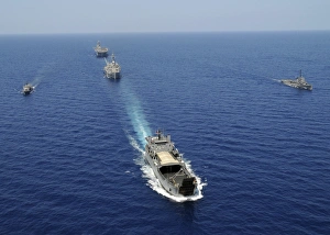 The Republic of the Philippines Navy ships cruise in formationwhile taking part in The Republic of the Philippines Navy ships cruise in formationwhile taking part in