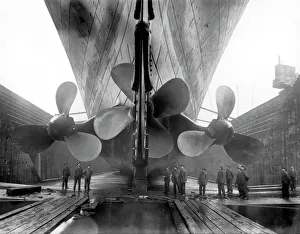 The RMS Titanica's propellers as the mighty ship sits in dry dock The RMS Titanica's propellers as the mighty ship sits in dry dock