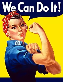 World War Propaganda Poster Art Collection: Rosie The Riveter vintage war poster from World War Two