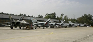 A row of German Air Force Panavia Tornado aircraft A row of German Air Force Panavia Tornado aircraft