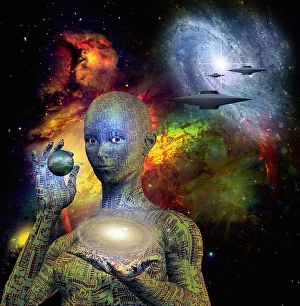 Futuristic Robot Design Prints: Sci Fi Scene with Android