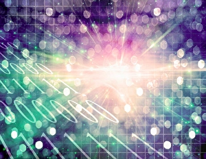 Electronic Communication Network Prints: Shining light in binary abstract background