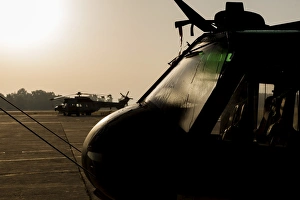 Silhouette of Hellenic Air Force search and rescue helicopters Silhouette of Hellenic Air Force search and rescue helicopters