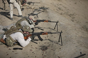 Soldiers fire a Russian RPK Kalashnikov Light Machine Gun Soldiers fire a Russian RPK Kalashnikov Light Machine Gun