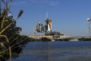 Space Travel Photography Prints: Space Shuttle Discovery on the launch pad