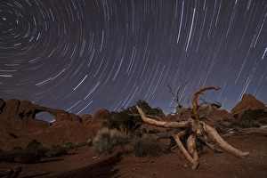 Star trails over Skyline Arch at Arches National Park, Utah Star trails over Skyline Arch at Arches National Park, Utah