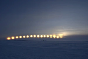 Sun movement from Dettah Ice Road, Yellowknife, Northwest Territories, Canada Sun movement from Dettah Ice Road, Yellowknife, Northwest Territories, Canada