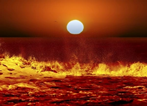 The Sun and ocean waves in Miramar, Argentina The Sun and ocean waves in Miramar, Argentina