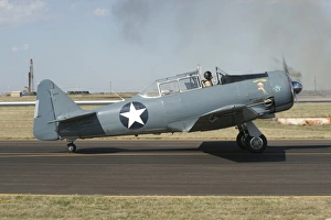 A T-6 Harvard trainer aircraft in Midland, Texas A T-6 Harvard trainer aircraft in Midland, Texas