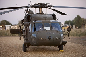 A UH-60L Black Hawk with twin M240G machine guns at the Victory Base complex in Baghdad A UH-60L Black Hawk with twin M240G machine guns at the Victory Base complex in Baghdad