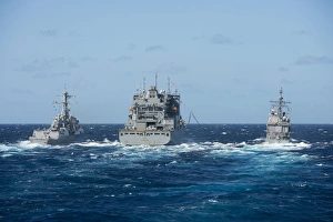 USS Momsen, USS Antietam and USNS Charles Drew in transit USS Momsen, USS Antietam and USNS Charles Drew in transit