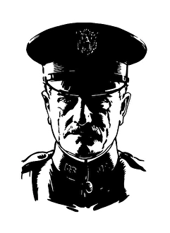 Black And White Military Portrait Prints: Vector illustration of General John J. Pershing
