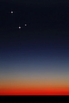 Venus, Mercury and Mars above the glowing horizon at dawn Venus, Mercury and Mars above the glowing horizon at dawn
