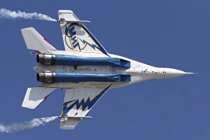 Bottom view of a Russian MiG-29OVT aerobatic aircraft Bottom view of a Russian MiG-29OVT aerobatic aircraft