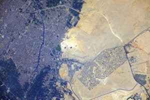 View from space of the Pyramids at Giza, Egypt View from space of the Pyramids at Giza, Egypt
