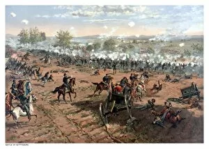 Horse Collection: Vintage Civil War print of the Battle of Gettysburg