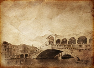 Vintage photo of Grand Canal and Rialto Bridge in Venice, Italy Vintage photo of Grand Canal and Rialto Bridge in Venice, Italy