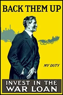World War Propaganda Poster Art Collection: Vintage World War I poster of an older man reaching into his pocket