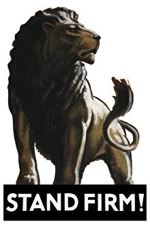 World War Propaganda Poster Art Collection: Vintage World War II poster of a male lion