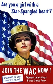 World War Propaganda Poster Art Collection: Vintage World War II poster of a member of The Womens Army Corps