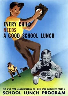 World War Propaganda Poster Art Collection: Vintage World War II poster showing healthy and active children