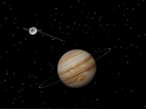 Voyager spacecraft near Jupiter and its unrecognized ring Voyager spacecraft near Jupiter and its unrecognized ring