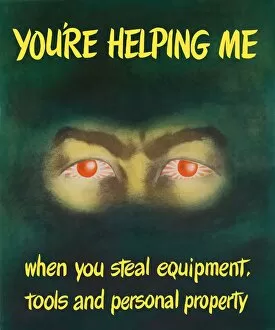 World War Propaganda Poster Art Collection: World War II poster of eyes colored like the Japanese flag, looking out from darkness